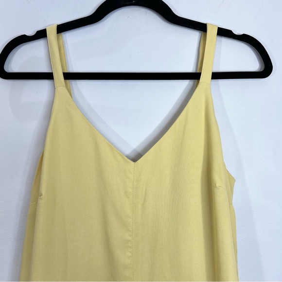 Frank and Oak 2025 100% Tencel Lyocell butter yellow flowy wide leg jumpsuit S - Picture 7 of 17
